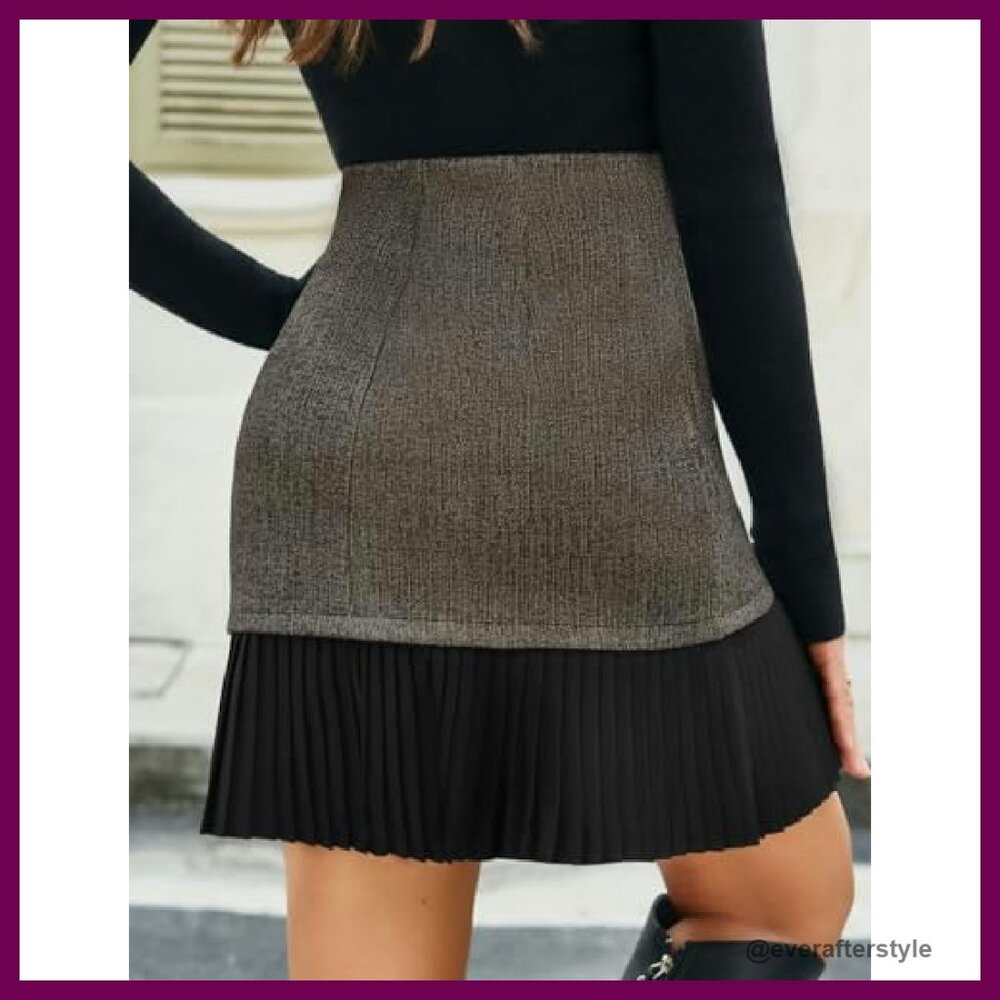 Pleated A-Line Mini Skirt High Waist Casual Chic Y2K Retro Elegant Party Wear - Picture 5 of 8